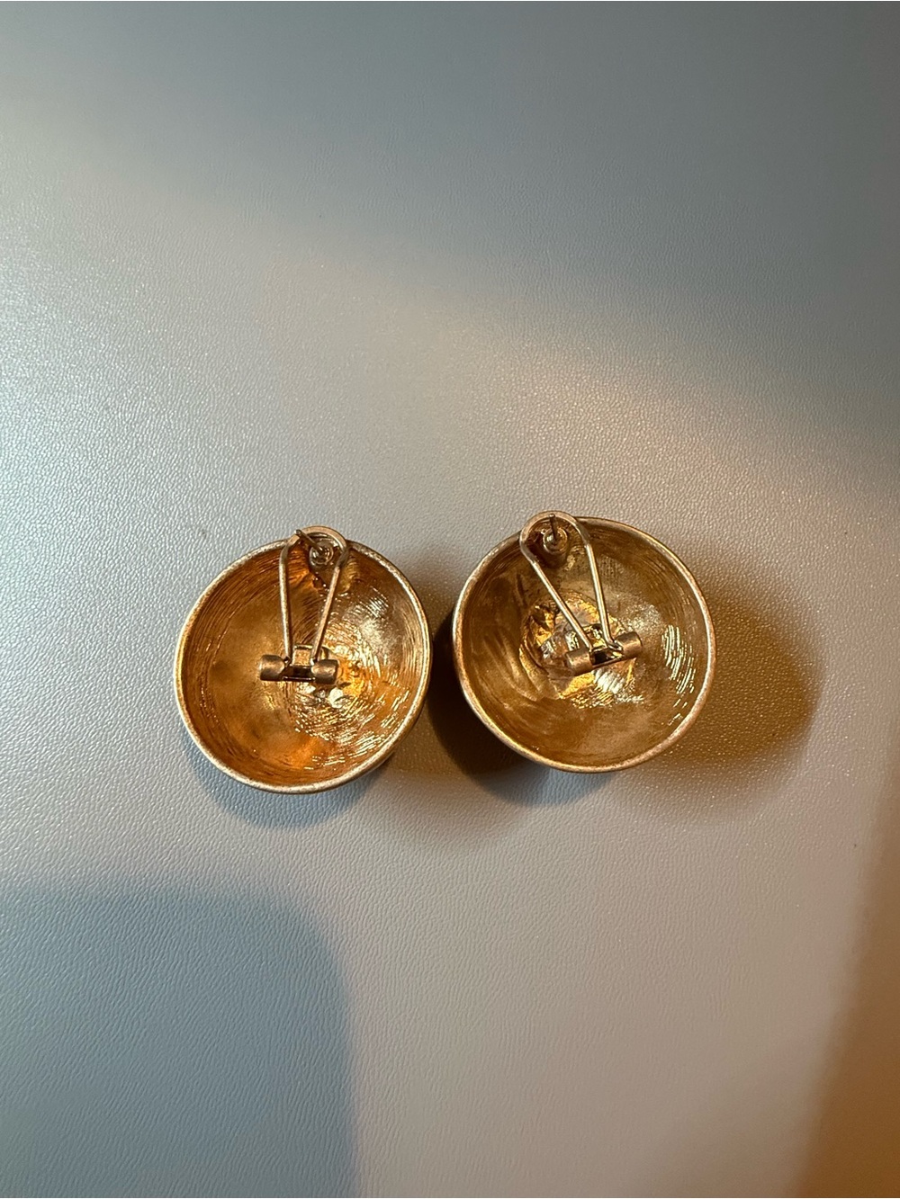 Gold Tone Oversized Dome Statement Clip-On Earrings 🗽 - Picture 7 of 9